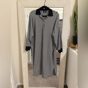 Striped polo style midi dress